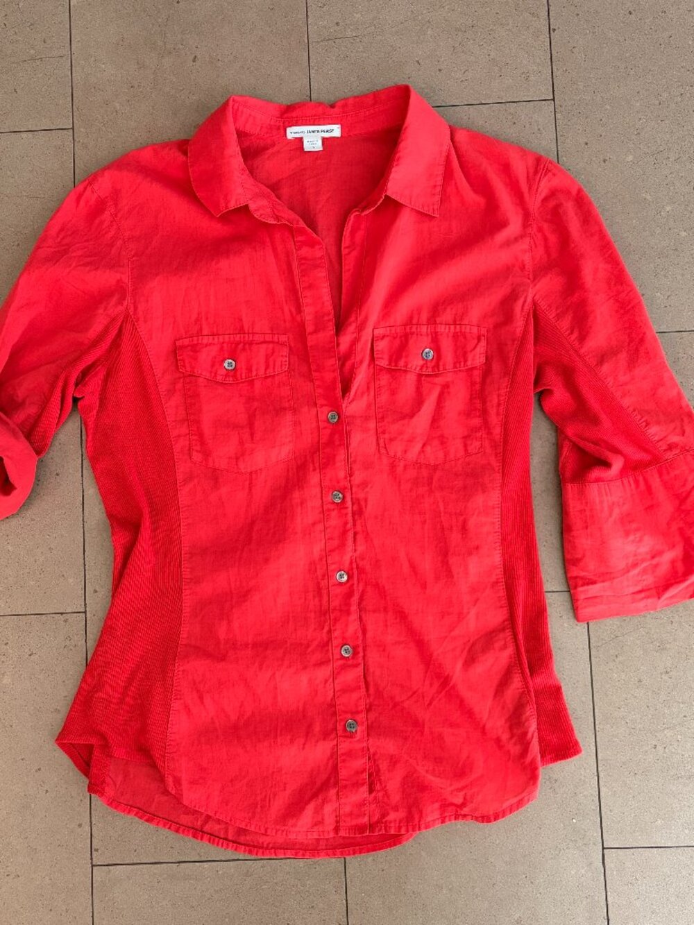 James Perse Cotton Blood Orange Button Up Shirt-Medium